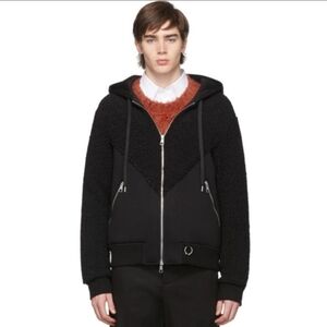 Neil Barrett Black Faux-Fur Retro Modernist Hoodie
